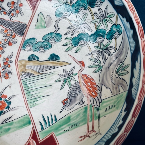19th Century Imari Japanese Meiji Bowl with Crane Motif - Picture 4 of 8